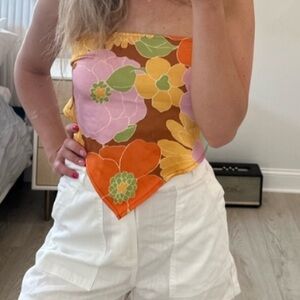 NWT F21 Retro 70’s Satin Bandana Scarf Top (part of set!)